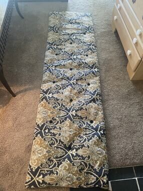 Eastern Accents Arthur Ochre Bed Scarf for Queen Bed Blue Gold 90”